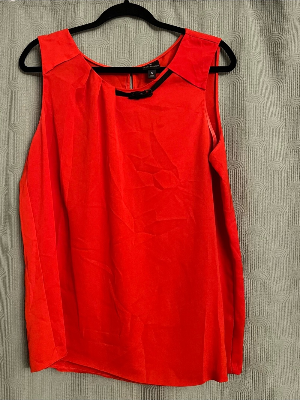 Worthington Bright Orange Sleeveless Pleated Neck Camisole